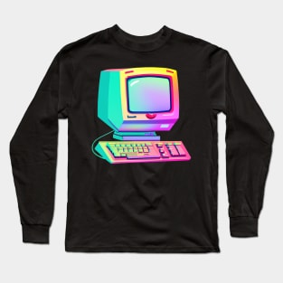 Vintage Computer Retro Colorful Long Sleeve T-Shirt